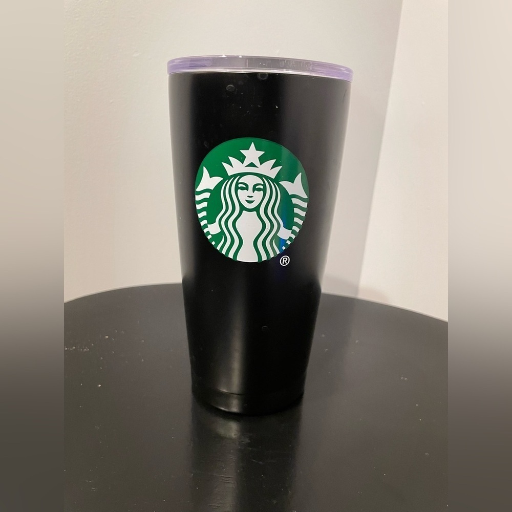 Starbucks White Black Tumbler Metal 18oz